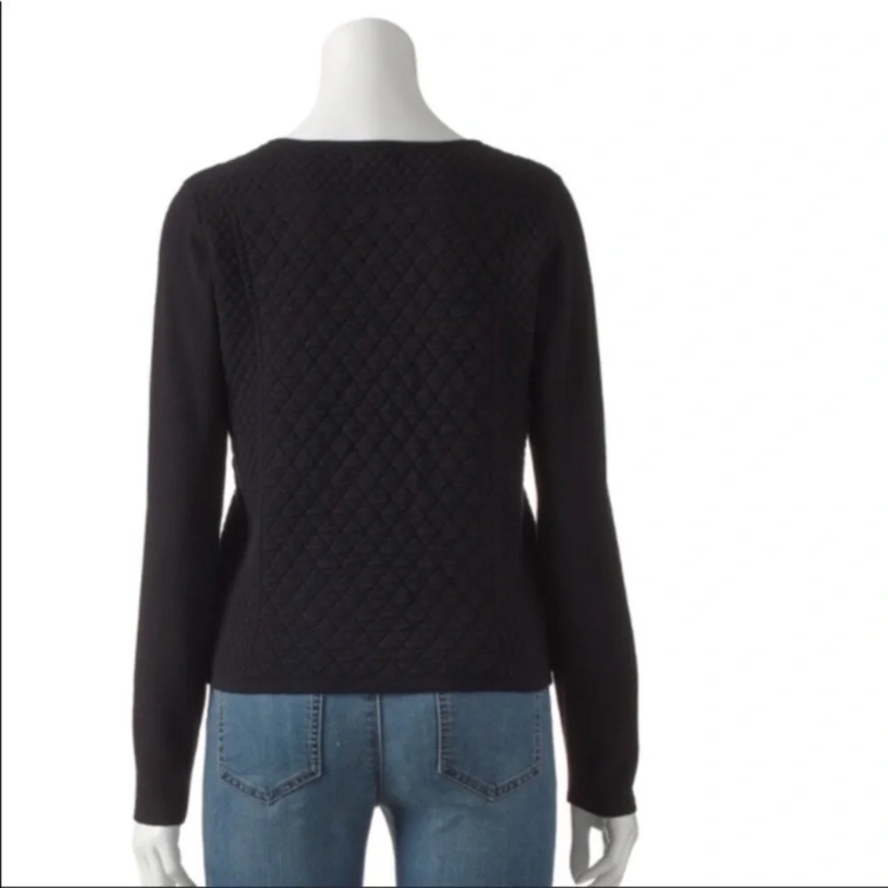 Elle Quilted Moto Textured Cardi Sweater EUC